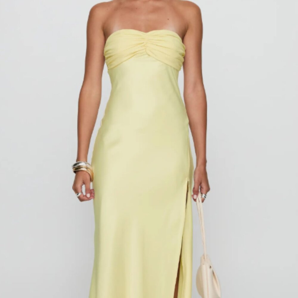 Chevalier Strapless Stretch Satin Maxi Cocktail Dress --Princess Polly